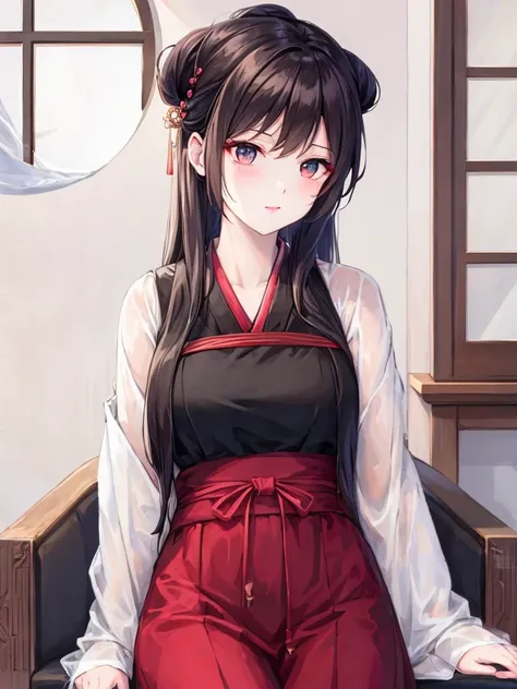 ru_qun,best_quality,head,original_outfit,hanfu,clear details,masterpiece, best_quality, clear details,1girl,other,sitting on chair,cowboy shot, <lora:ruqun-000007:1>