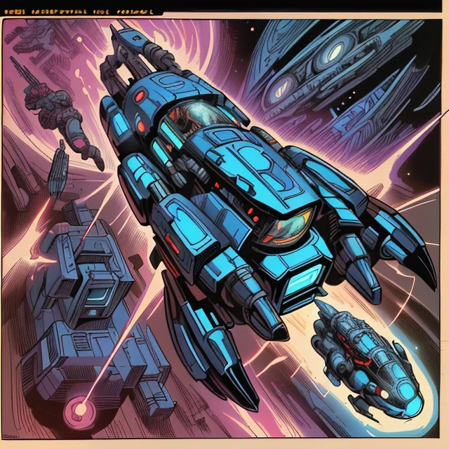 60s scifi ink comic by Jack Kirby, A complex machine, <lora:TerranAIv2:0.8> TerrranAI
