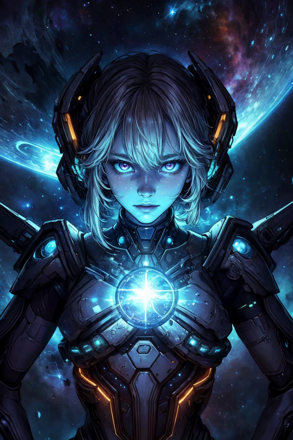 (best quality, masterpiece:1.2), 8k detailed cgi render, thick outlines, strong shadows, <lora:add_detail:0.75>,
1 girl, adult (elven:0.7) woman, teal eyes, white fringe hair,
(style-swirlmagic:0.7), portrait, solo, upper body, looking at viewer, detailed background, detailed face, (<lora:TerranAIv2:0.5>, TerranAI, starcraft theme:1.1) (glowing eyes:1.05), living star constellation, zodiac, dynamic pose, occult, libra, geometric patterns, astral energy, cosmic light, aura, bloom, weightlessness, floating particles, cosmic dust, backlighting, cosmic space background, otherwordly esoteric atmosphere,