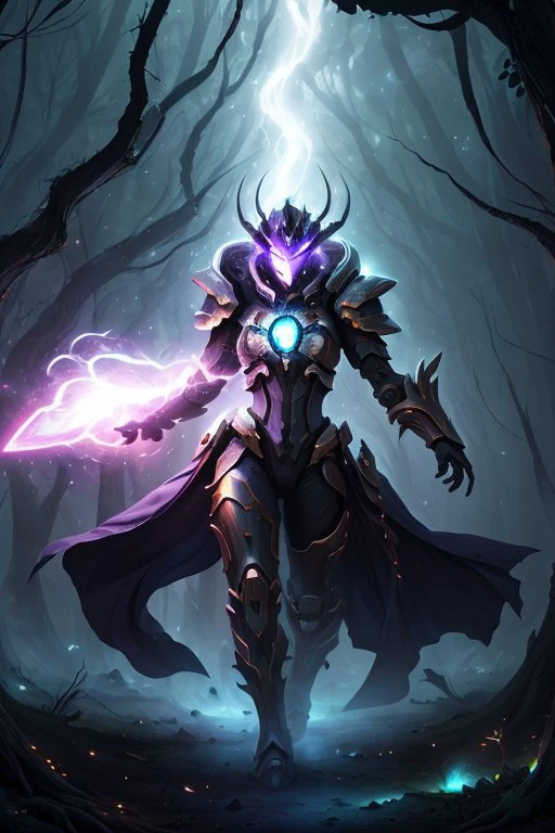 Style-GravityMagic, portrait, solo, (full body:0.6), looking at viewer, detailed background, detailed face, (<lora:TerranAIv2:0.5>, TerranAI, starcraft theme:1.1) verdant-warrior, tree themed armor, blending of roots with armor, light armor, leaves cape, creeping on armor, root helm, dynamic pose, vigilant, druidic nature powers, glowing magical markings on skin, plant overgrowth,particle effects, forest hut claimed by nature in background, magical haze, shadowy backdrop, eerie atmosphere,