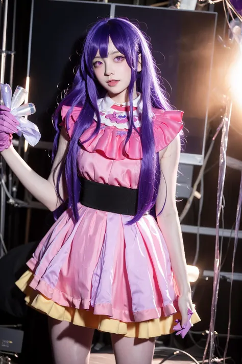 1girl, full body, cowboy shot,
(Rembrandt), illustration, (masterpiece), (best quality), (ultra_detailed), finely detail, (Depth of field),
HshinoAi,gloves, tongue out, tongue, long hair, star \(symbol\), looking at viewer, (purple hair:1.2), purple eyes, upper body, hair ornament, :p, frills, pink shirt, smile, sleeveless, shirt, idol, symbol-shaped pupils, hands up, bangs, one side up, star-shaped pupils, arms up,
dress pull,
Roaring Twenties, isometric, from above, sky, flower, cliff,