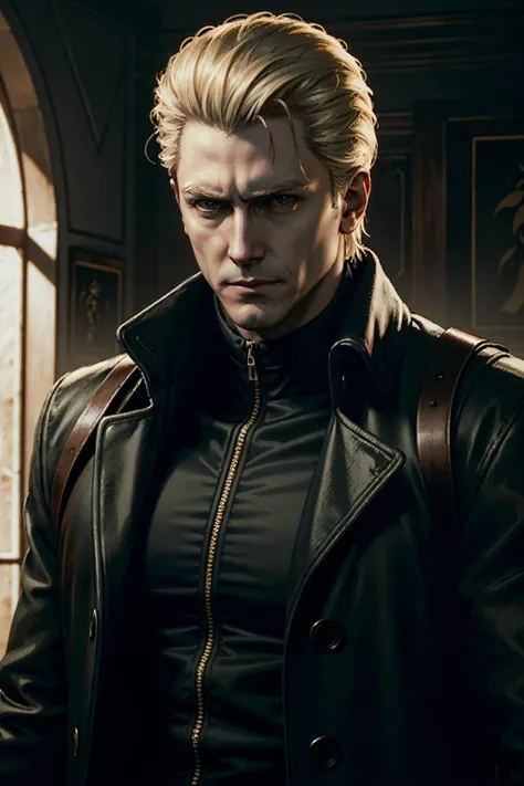((ultra detailed, masterpiece, best quality))
<lora:REAlbertWesker:0.8>
REAlbertWesker, 1boy, solo, blonde hair, Hold the collar of a coat