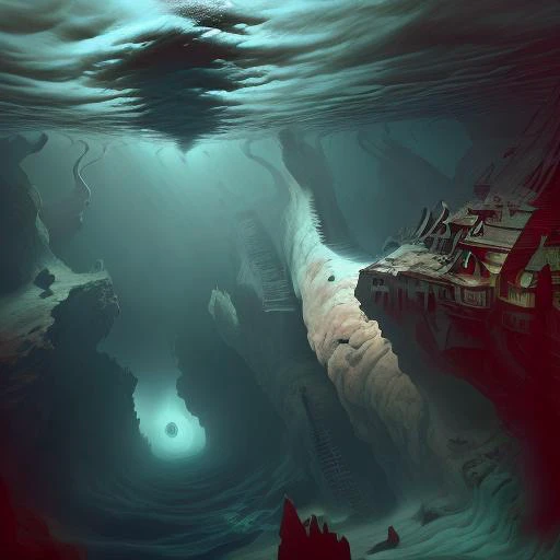 A underwater ocean, in the style of cthulhut3ch <lora:cthulhuTECHstyleV2:1>