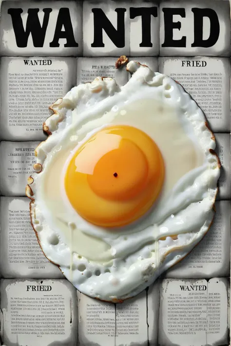 ral-friedegg,<lora:ral-friedegg:1>,<lora:last:1>,
by LOUI JOVER,monochrome,greyscale,newspaper background,
A wanted poster for a perfectly fried egg,
Eye-catching title "wanted",