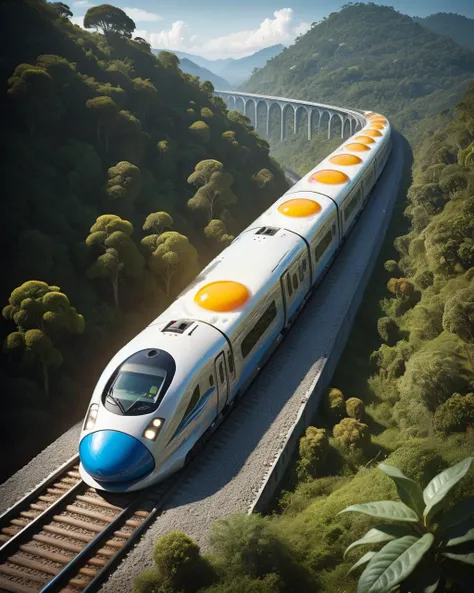 Sassafras, Photograph, Photograph, landscape of a lovely Guatemala and High-speed Train, Summer, High Shutter Speed, Hasselblad, L USM, CMYK Colors, concept art, highly detailed, ornate, science fiction, <lora:ral-friedegg:1> ral-friedegg