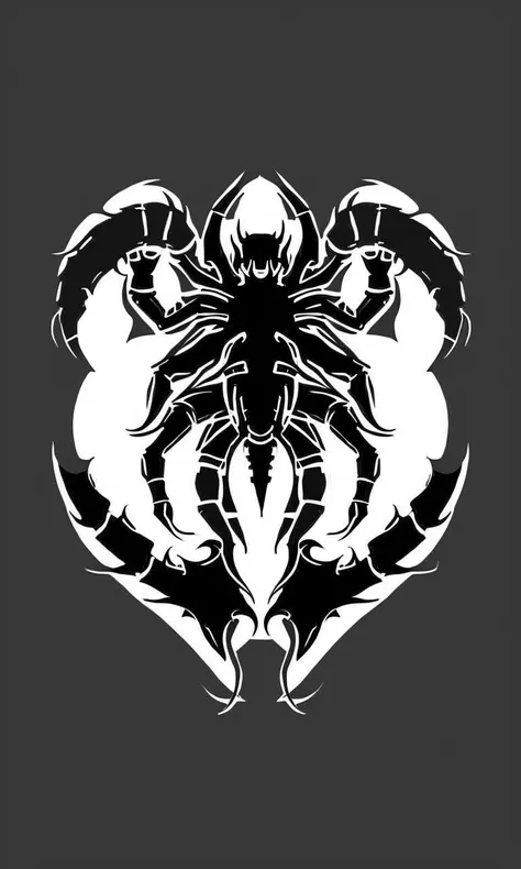 wts2024, stylized, flat, simple background, tribal, 2d, centred, scorpion, simplistic, ink art,