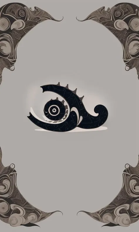 wts2024, tribal, stylized, flat, simple background, snail, winding,