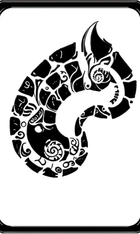 wts2024, tribal, stylized, flat, simple background, snail, winding,