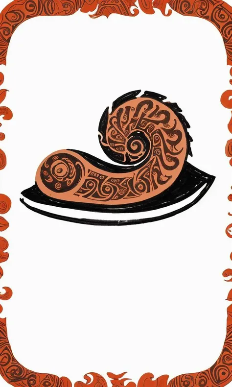 wts2024, tribal, stylized, flat, simple background, snail, winding,