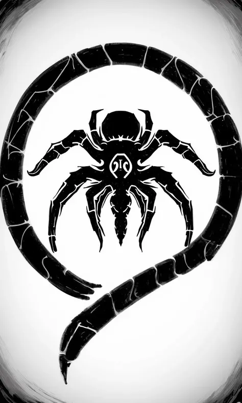 wts2024, stylized, flat, simple background, tribal, 2d, centred, spider logo, simplistic, ink art
