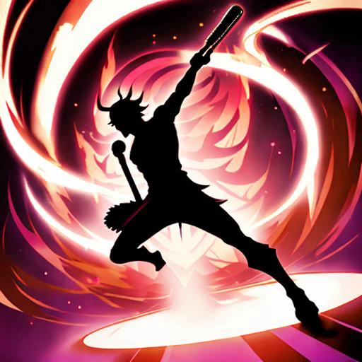 masterpiece,(bestquality),Brook hold the microphone and sing\(one piece\) Silhouette ,((full body)),glowing