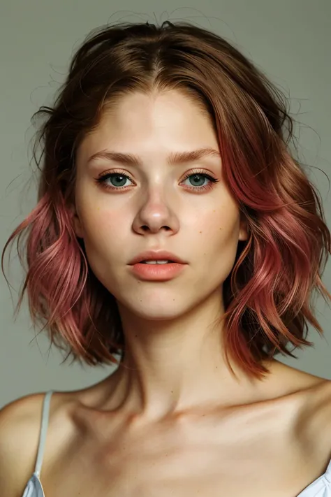 realistic photo of <lora:sd15_BeritBirkeland_locon_48_v1-000012:1> BeritBirkeland, focus on eyes, close up on face, pouting, coquelicot color hair styled as pinned back hair,