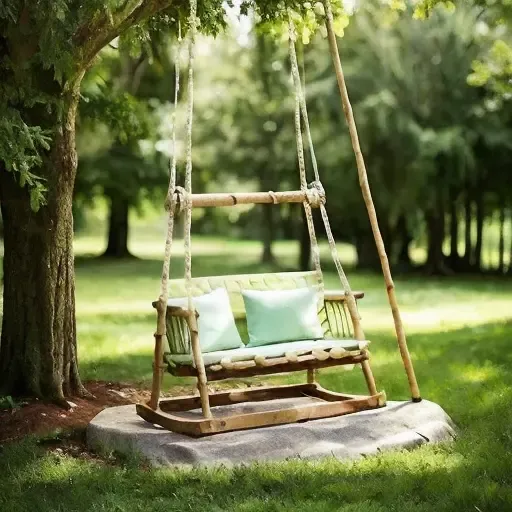 <lora:Claymation:1> Claymation a rock with a tree and a swing installed on it