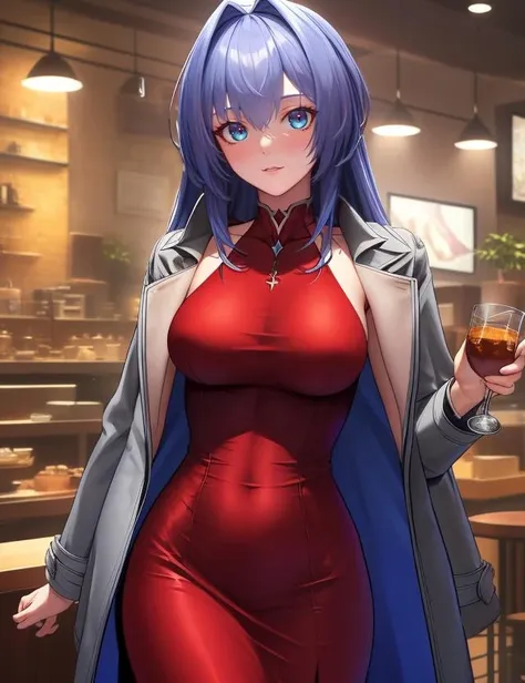 Cowboy shot, New Jersey \(Azur Lane\), (Red dress:1.4), (Gray coat:1.2),
Fantasy atmophere, Caffe in the background,
HDR, (highly detailed face and eyes:1.2), Masterpiece, Best quality, intricate, highly detailed, 8k, Trending on artstation,
<lora:Gabachek_New_Jersey:0.6>