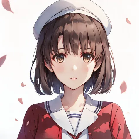 (extremely intricate:1.2)>,1girl,solo,BREAK cinematic light,ultra high res,8k uhd,perfect anatomy,exquisitely detailed skin,best shadow,delicate,RAW,(short hair:1.2),(shaded face:1.2),(full body:1.3),
cherry_blossoms,falling_petals,leaves_in_wind,petals,petals_on_liquid,rose_petals,1girl,confetti,katou_megumi,falling_leaves,wind,hanami,spring_\(season\),solo,graduation,school_uniform,short_hair,white_sailor_collar,sailor_collar,brown_eyes,brown_hair,upper_body,gradient_background,bangs,gradient,feathers,looking_at_viewer,flower,serafuku,parted_lips,brown hair,bangs,short hair,brown eyes,beret,red cardigan,open red cardigan,open clothes,white dress,frills,long sleeves,medium breasts,