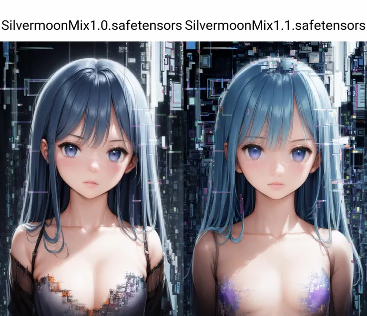 Delicate Composition, masterpiece, hyper detailed, best quality, extreme detailed,(2d:1.3),illustration,
fussion of abstract and glitch art, 1 girl, solo, iridescent hair, flat chest, (blouse:0.8), (double exposure:1.2), glitch hair, fussion of glitch and hair, <lora:SilvermoonMix:1>