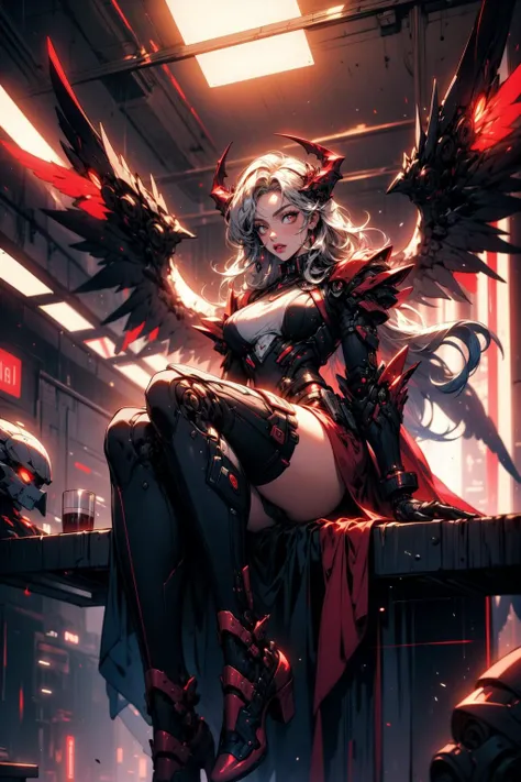Futuristic red wolf suit, woman, Futuristic, whole body, Trending on Artstation, Very detailed, From wlop, Sharp focus, Studio Photo, Intricate details, Beautiful lighting