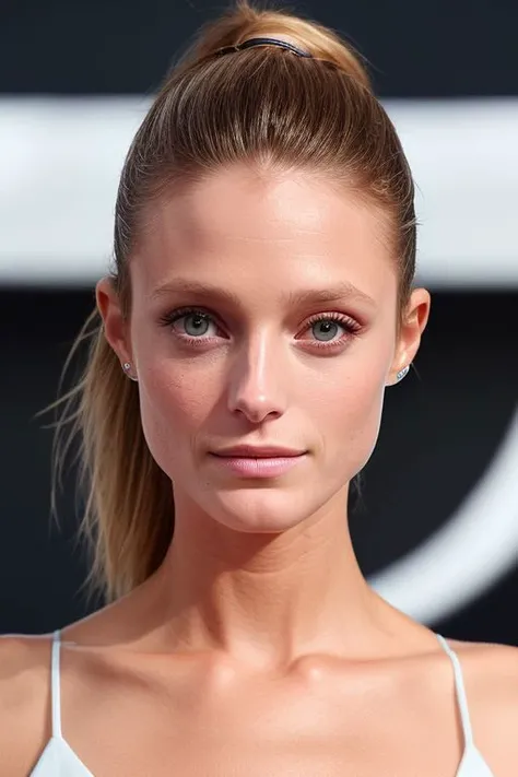 (CR-Kat3Bock-summer4love263:0.9), photo of woman, (grey background:1.0), (undercut hair:1.1), (oiled shiny skin:1.0), (tilted angle shot:1.2), (tilted head pose:1.2),