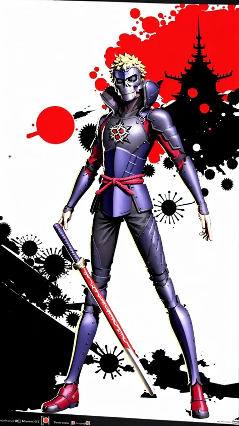 <lora:dsryuuji_lc_768:0.8> dsryuuji, 1boy, solo, blonde hair, punk, messy hair, skull mask, smirk, BREAK, <lora:SamuraiC:0.5> SamuraiC, japanese armor, helmet, BREAK, <lora:UnlimitedBladeWorks1.6:0.5> Unlimited Blade Works, Warhammer, holding, weapon, holding weapon, (Weapon over shoulder, baseball bat:1.15), BREAK, <lora:persona_style:0.25>, BREAK, masterpiece, best quality, extremely detailed, highly quality, 4k, sharp focus, professional, sharp focus, award winning, cinematic lighting, octane render, unreal engine, volumetrics dtx, Wallpaper,