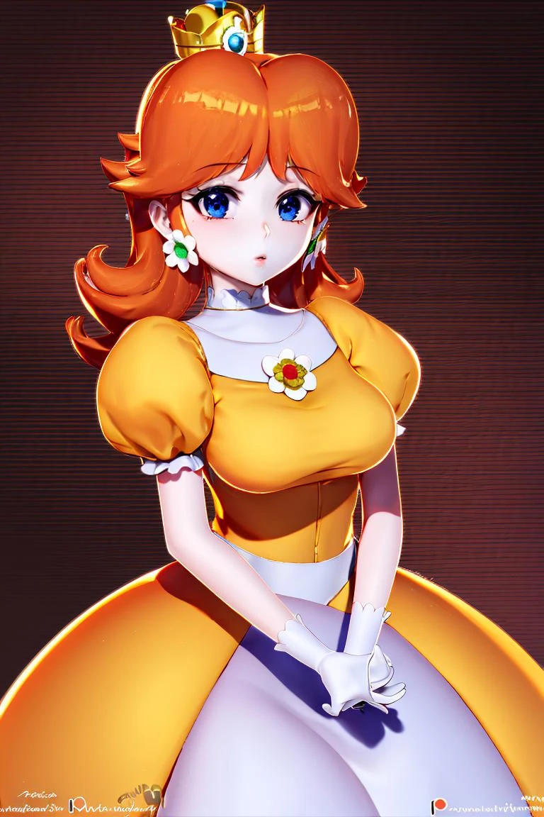 (masterpiece, best quality), 1girl, <lora:princessdaisy-lora-nochekaiser:1> princess daisy, blue eyes, long hair, orange hair, crown, daisy, dress, flower, gem, gloves, orange dress, puffy short sleeves, puffy sleeves, short sleeves, white gloves,