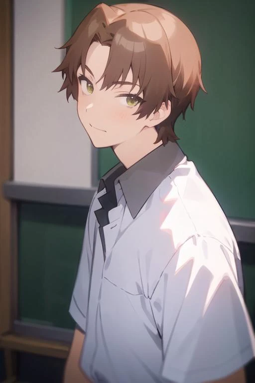 masterpiece, best quality, ultra-detailed, illustration, 1boy, solo, male focus, looking at viewer, upper body, , <lora:tetsuhiko_kai:0.78>, tetsuhiko_kai, , school uniform