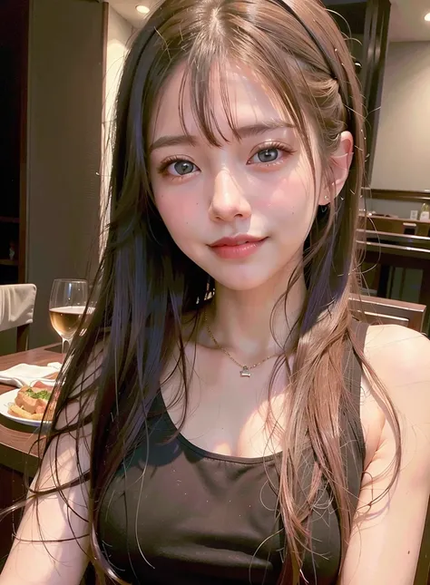 (realistic:1.2), best quality,
1girl ,
black dress,
long hair,
at the restaurant,
smile,
<lora:virtualgirlAim_v10:0.6>