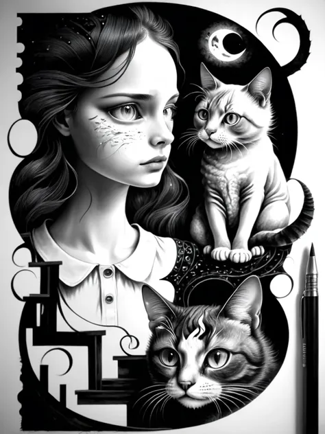 girl with a cat <lora:illusionix:1> illusionix