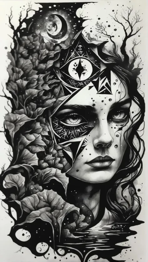 illusionix, watercolor and black ink<lora:illusionix:1>
