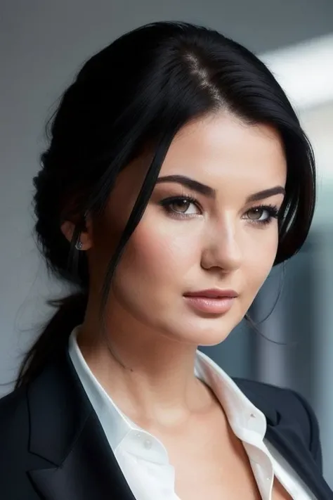 LucyLi768,close up portrait, Sleek and modern business suit with a sharp silhouette,photography, trending on artstation, sharp focus, studio photo, intricate details, highly detailed, by greg rutkowski <lora:LucyLi768:0.5>