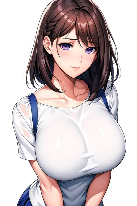 Simple White Background,
white shirt,puffy shirt,short sleeves, collarbone,
Blue pencil skirt, Black pantyhose,Blue suspenders,
<lora:Yukiha_Serizawa_Library-KK77-V2:0.7>,
<lora:Yukiha_Serizawa_Library-KK77-V2:0.2>,(BBBBB:1.4),
Pink eyes, Brown hair,bangs,(Short_hair:1.2),braid,
<lora:Oda_Non_Style-KK77-V2:0.3>,<lora:more_details:0.1>,
1 girl, 20yo,Young female,Beautiful Finger,Beautiful long legs,Beautiful body,
Beautiful Nose,Beautiful character design, perfect eyes, perfect face,expressive eyes,perfect balance,
looking at viewer,(Focus on her face),closed mouth, (innocent_big_eyes:1.0),(Light_Smile:0.3),
official art,extremely detailed CG unity 8k wallpaper, perfect lighting,Colorful, Bright_Front_face_Lighting,White skin,
(masterpiece:1.0),(best_quality:1.0), ultra high res,4K,ultra-detailed,
photography, 8K, HDR, highres, absurdres:1.2, Kodak portra 400, film grain, blurry background, bokeh:1.2, lens flare, (vibrant_color:1.2),professional photograph,
(Beautiful,large_Breasts:1.4), (beautiful_face:1.5),(narrow_waist),