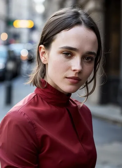 A stunning intricate color close up portrait of (sks woman:1) , wearing Peplum blouse and pencil skirt, epic character composition, sharp focus, natural lighting, subsurface scattering, f2, 35mm, film grain, , by Peter Lindbergh, <lora:lora-small-el-page-v1:1>