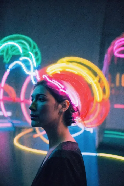 cmyk, a blurry image of a woman, ((long exposure)), (neon light), out of focus, cinematrography, necromorph, aura
cinematic volumetric lights, bioluminiscent, spiraling, portrait of an ai, connected