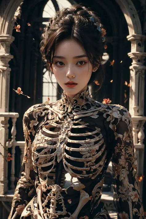 1girl,solo,upper body,<lora:WanGu3:0.6>skeletonbest quality,masterpiece,realistic,HDR,UHD,8K,best quality,realistic,masterpiece,Highly detailed,