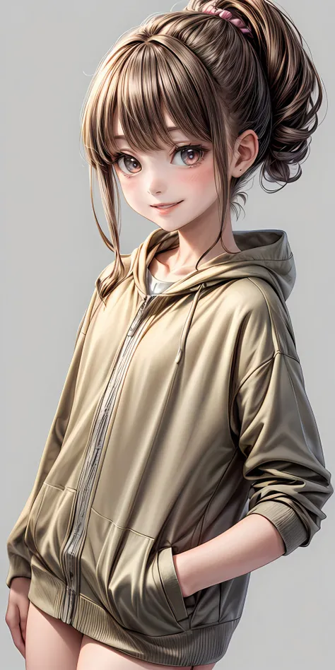 (masterpiece,ultra-detailed,best quality,8K,CG,illustration,shaved:1.0),(petite girl:1.0) <lora:more_details:1>, smile,simple background,
 <lora:hoodie v1.0:0.5> jyojifuku, parka