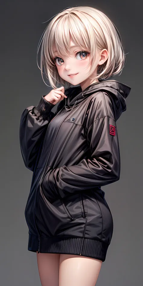 (masterpiece,ultra-detailed,best quality,8K,CG,illustration,shaved:1.0),(ite girl:1.0) <lora:more_details:1>, smile,simple background,
 <lora:hoodie v1.0:0.5> jyojifuku, parka