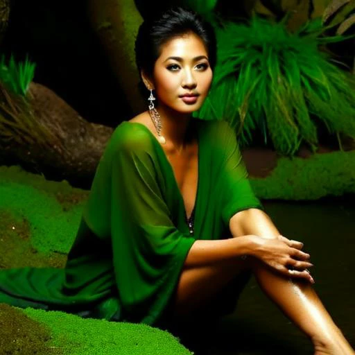 gorgeous mature Japanese-African  woman sitting next to a stream in a lush moss garden,  
beautiful face, large beautiful eyes, 
masterpiece,  intricate details, very detailed, high quality,  full_body, full body shot, 
<lora:Perfect Hands:1> Perfect Hands,
<lora:soakingwetclothes:1> soakingwetclothes,