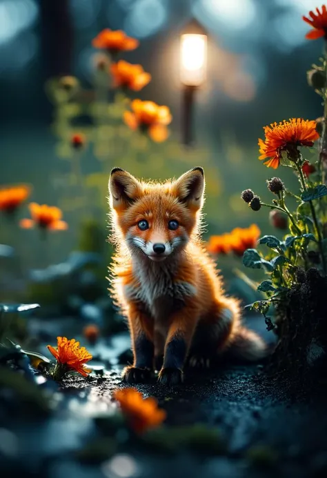 ((cinemtic shoot)) ((close shoot))  Fox-and-Cubs (Pilosella aurantiaca): A wildflower with bright orange-red blooms and hairy leaves.  BREAK,  realistic, ((photorealistic)) rim lights, dark shadows, cinematic scene , movie shoot  , dark, , , extremely detailed, glass reflection, dark shadows, hard light hard shadows, ,, shallow depth of field, vignette, highly detailed, high budget Hollywood film, cinemascope, moody, epic, gorgeous, detailed background ,  ((darkfull )) , detailed