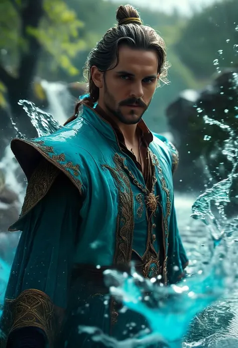 ((cinemtic shoot)) ((fantasy)) , ((rpg)), ((focus on character)), photo of 1 man with Friendly Mutton Chops Beard and Slicked-back hair hairsytle from falmer , as elementalist- wizard casting large arena elemental spell ((water , blue , cyan, magic)), body saturated with elemental magic, colored body, color magic splash, magic effects, magic everywhere ((cinematic magic splash effects)), colorfull magic, , happy BREAK, perfect detailed face, intricated skin, realistic, ((photorealistic)) rim lights, dark shadows, cinematic scene , movie shoot , dark, , defined muscles, extremely detailed, glass reflection, dark shadows, hard light hard shadows, ,vellus,subcutaneous veins,, shallow depth of field, vignette, highly detailed, high budget Hollywood film, cinemascope, moody, epic, gorgeous, detailed background , ((darkfull )) , detailed realistic toes