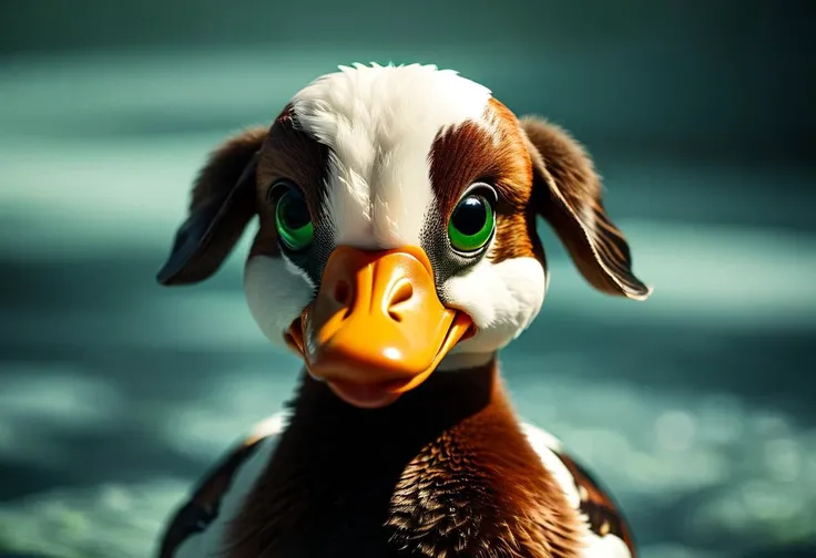 ((raw photo)), cinematic film still , European Shelduck (Tadorna tadorna): A striking duck with a chestnut-brown body, white head, and a prominent green band around the eyes. ,animal, realistic, ((photorealistic)) rim lights, dark shadows, cinematic scene , movie shoot , dark, zPDXL , , extremely detailed, glass reflection, dark shadows, detailed hands, (realistic fingers:1.3), hard light hard shadows,, shallow depth of field, vignette, highly detailed, high budget Hollywood film, cinemascope, moody, epic, gorgeous,