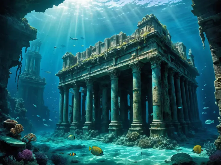 Title: "Echoes of Atlantis: The Lost City Beneath the Waves"
Beneath the depths of the ocean lies a realm of mystery and wonder, a forgotten city whose name echoes through the annals of time â Atlantis. This legendary metropolis, shrouded in myth and legend, is said to have been swallowed by the sea in a cataclysmic event of ancient times, leaving behind only whispers of its former glory.
As one descends into the azure depths, a world of ethereal beauty unfolds, illuminated by the soft, filtered light that filters down from the surface above. Sunken ruins of marble and stone rise from the seabed like ghostly sentinels, their ancient architecture a testament to the ingenuity of a lost civilization.
Corals and seaweeds intertwine with the crumbling remnants of Atlantean structures, their vibrant hues casting a kaleidoscope of color amidst the sun-dappled waters. Schools of exotic fish dart amongst the ruins, their iridescent scales glinting in the gentle currents that sweep through the submerged city.
Amidst the ruins, there are whispers of something ancient and otherworldly that lingers in the depths. Legends speak of forgotten temples and grand palaces hidden amidst the labyrinthine streets of Atlantis, where relics of a bygone era lie waiting to be discovered by intrepid explorers.
But Atlantis is not without its dangers. Beneath the tranquil facade lies a realm of darkness and mystery, where sea monsters and mythical creatures lurk in the shadows, guarding the secrets of the lost city from prying eyes.
Yet, amidst the ruins of Atlantis, there is also a sense of wonder and awe â a reminder of the indomitable spirit of humanity and the enduring legacy of those who came before. For those who dare to venture into the depths, there is the promise of discovery and adventure, as they unravel the mysteries of this enigmatic underwater realm.
In the end, the lost city of Atlantis remains a symbol of mankind's eternal quest for knowledge and understanding, beckoning to those who are brave enough to seek its secrets amidst the endless expanse of the ocean depths.
[Background Color: None]
