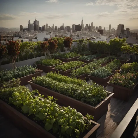 cinematic film still rooftop garden, best quality, HD, ~*~aesthetic~*~, shallow depth of field, vignette, highly detailed, high budget Hollywood film, cinemascope, moody, epic, gorgeous,