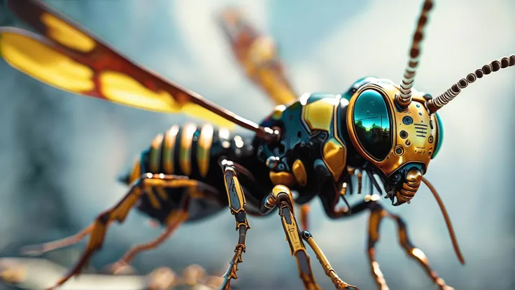 steampunk, cyborg wasp, Chinese ancient painting style, high detail, high modernization, ultra mega super hyper realistic, ultra mega super hyper beautiful, 8k definiton, 4k, ultra mega super hyper realistic, ultra mega super hyper quality, artstation trends, post processed, octane render, unreal engine, raytracing, cinematic, volumetric lighting, light smoke, hyperrealistic, ultra detailed, 8k, ultra clear, UE5, cinematic, high textures, colorful