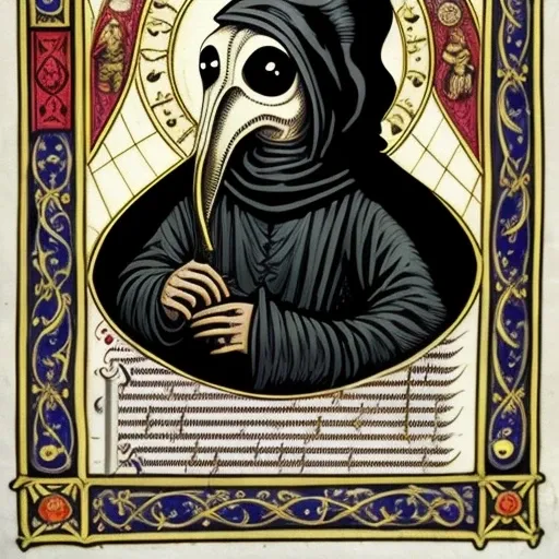 plague doctor, Gothic Illuminated Letters, Illuminated Manuscripts, intricate detail