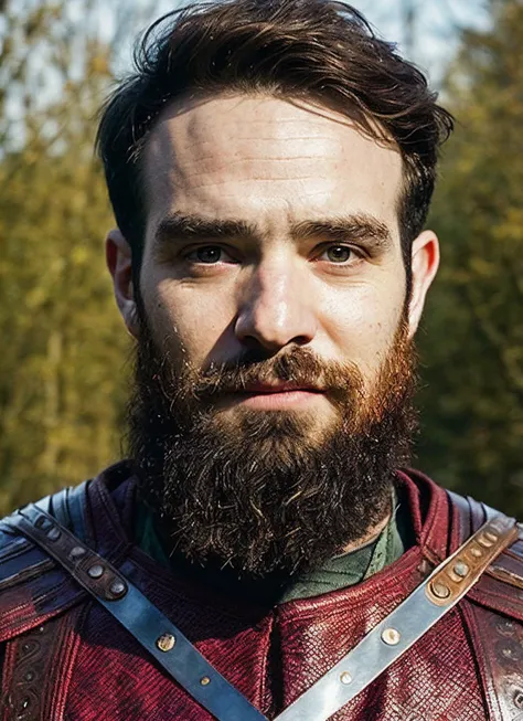 An intricate full color portrait of sks person:1 as (viking warrior), (barbarian), epic character composition, by ilya kuvshinov, alessio albi, nina masic, sharp focus, natural lighting, subsurface scattering, f2, 35mm, film grain, <lora:locon_charliecox_v1_from_v1_64_32:1.25>