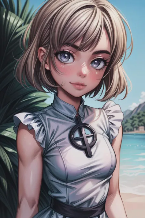 (solo, ultra detailed anime illustration), hourglass body, photo of a girl breasts,
anime style, beautiful girl, woman, solo, sexy body, (cute:1.3), ((((medium breasts)), [Lavender hair], [cropped pixie], p0k13s [shirred dress])), realistic, (cute), (detailed face), detailed eyes, detailed iris, cameltoe, (((outdoors))),,, 
high quality, film grain, Fujifilm XT3, best quality, ultra-detailed, masterpiece, finely detail, highers, 8k wallpaper, pixie cut
<lora:bluesssatan style_v1:0.5>  <lora:add_detail:0.5> <lora:more_details:0.7>