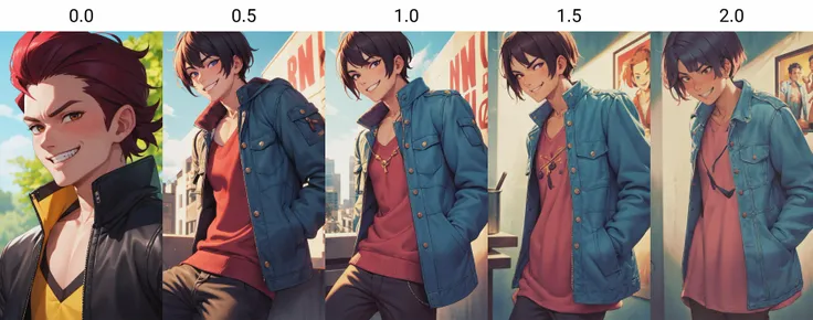 1boy, male focus, portrait, loose clothes, punk, grinning, jacket, <lora:kleggs:0.0>, BREAK masterpiece, best quality