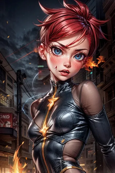 best quality, ultra-detailed, masterpiece,finely detail, high res, 8k wallpaper, best quality, highres,
AND_PERP [beautiful girl, woman, solo, sexy body, breasts,  <lyco:QuickHandV2:.6> QuickHands, 5 fingers, detailed hand, (cute:1.3), (([Fiery red hair], [undercut pixie], [bodystocking])), realistic, (cute), (detailed face), detailed eyes, detailed iris, cameltoe,] AND_PERP [ electrical pole voyage AND_SALT small nocturne companion, fire] AND_SALT [ electrical tornado AND_SALT electric arcs, bzzz, sparks, fire,<lyco:add_detail:0.8> <lyco:background_detail_enhanced_simplified:1.0> <lyco:epiNoiseoffset_v2Pynoise:1.0> <lyco:more_details:0.5>] :1