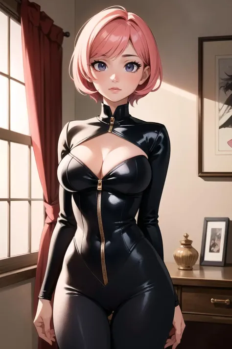 (solo, ultra detailed anime illustration), hourglass body,
beautiful girl, woman, solo, sexy body, (cute:1.3), (([Hot pink hair], [lob], [teddy])), narrow waist, realistic, (cute), (detailed face), detailed eyes, detailed iris, (fat pussy, cameltoe), (indoors),
high quality, film grain, Fujifilm XT3, best quality, ultra-detailed, masterpiece, finely detail, highers, 8k wallpaper, pixie cut
