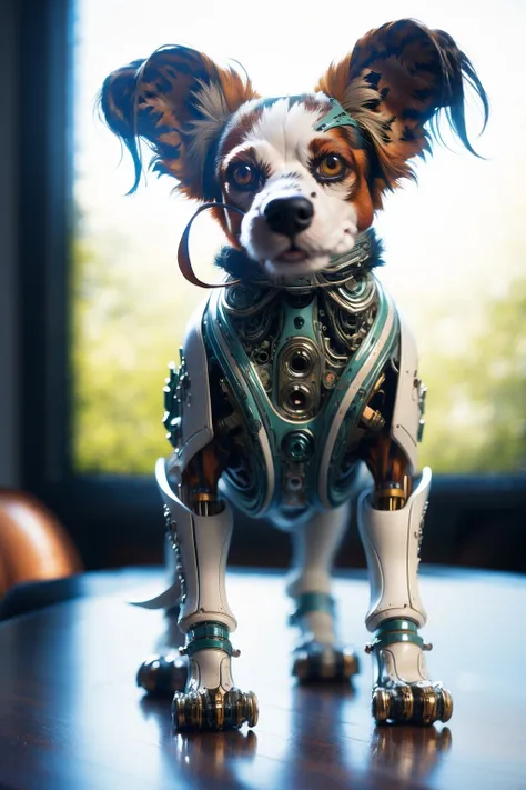 solo, Mechanical dog, <lora:JeanThePapillion:1>, JeanThePapillion, cyberpunk city in background,(sleek stealth),(transparent:1.5),<lora:Mechanicaldog:1.0>,(Mechanical parts:1.3),