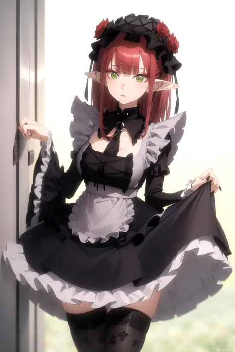 <lora:psoft_my_dress-up_darling_v1.0:1>
1girl, cowboy shot,
rizu-kyun, maid, bonnet, thighhighs,, masterpiece, best quality, highly detailed